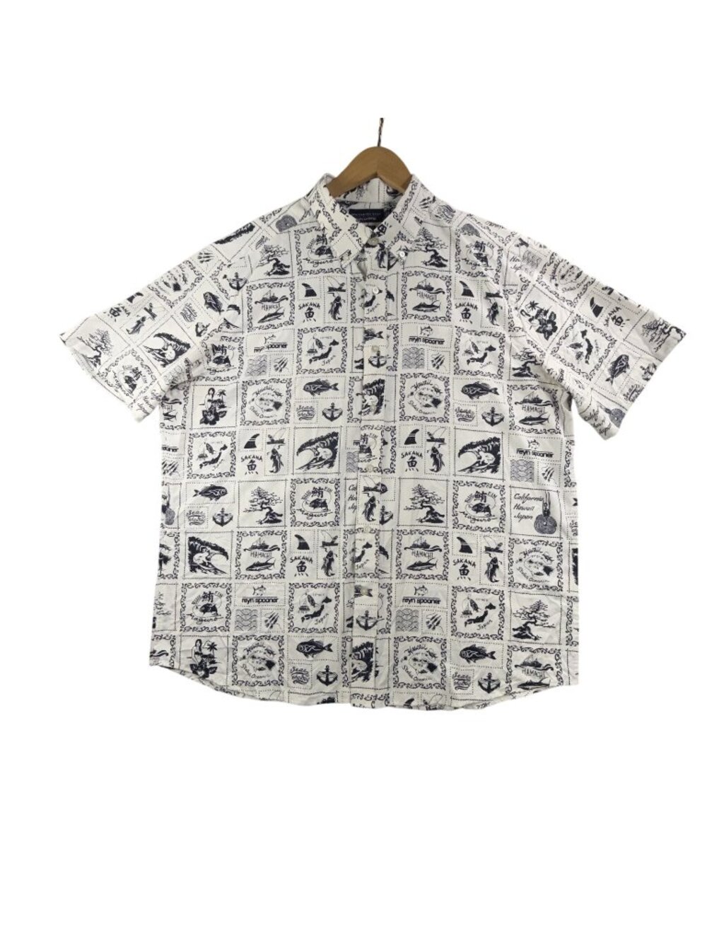 Southern Tide Reyn Spooner Shirt Mens XL White Hawaiian Button Up Short Sleeve